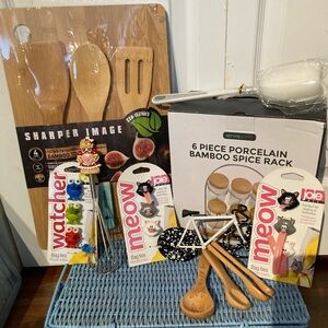 Sharper Image Bamboo Utensil Set & Bamboo Spice Rack & other kitchen gadgets
